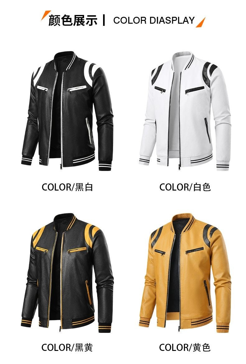 Spring and Autumn New Fashion Trend Retro Motorcycle PU Leather Jacket Men's Casual Loose Sports Large Size High Quality Coat