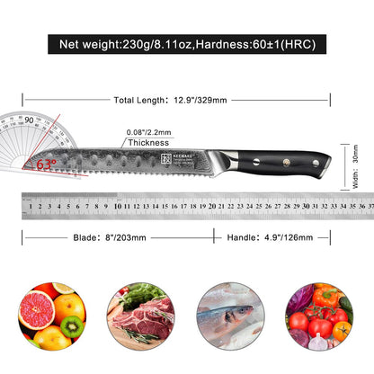 Conjunto de Facas de Cozinha KEEMAKE Design Faca de Utilidade Japonesa para Chef Faca de Corte de Aço Damasco de Alto Carbono para Vegetais e Carnes