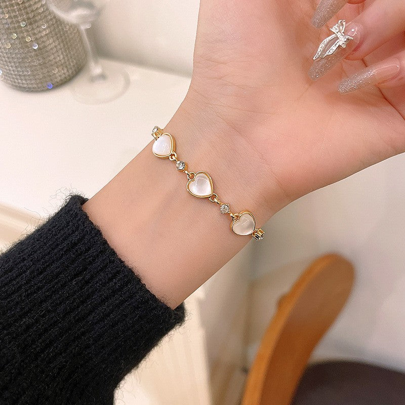 Pulseira de Tulipa de Opala Requintada com Zircônia para Mulheres Acessório Diário Personalizado da Moda Joias para Festas Presentes de Aniversário