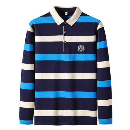 Men Polo Shirt Cotton Embroidery Long Sleeve Spring Stripe Polo Shirt Men Autumn Casual Fashion Polo Shirt Business T-shirts Men
