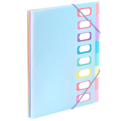 1 portable expanding folder with 8 compartments and elastic straps, suitable for office or home use.