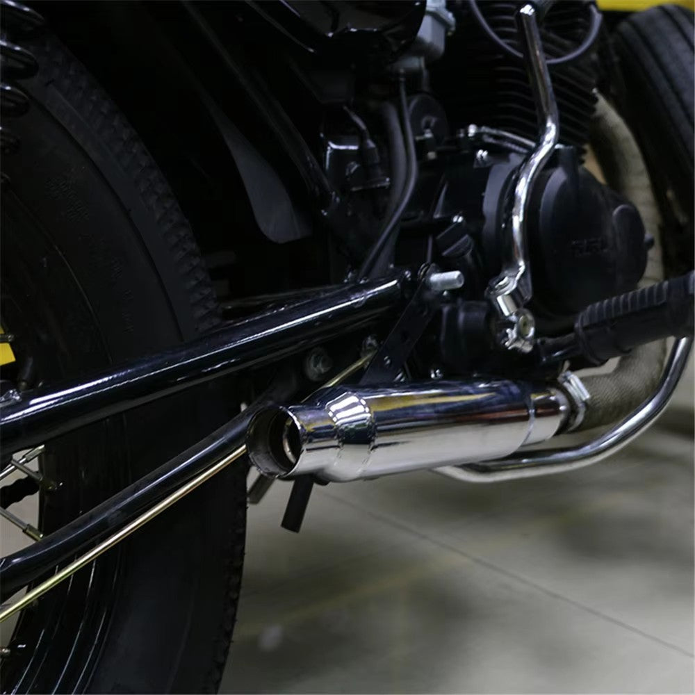 Black Silver Universal Motorcycle Cafe Racer Exhaust Pipe with Sliding Bracket Muffler For Harley Cafe Racer Custom