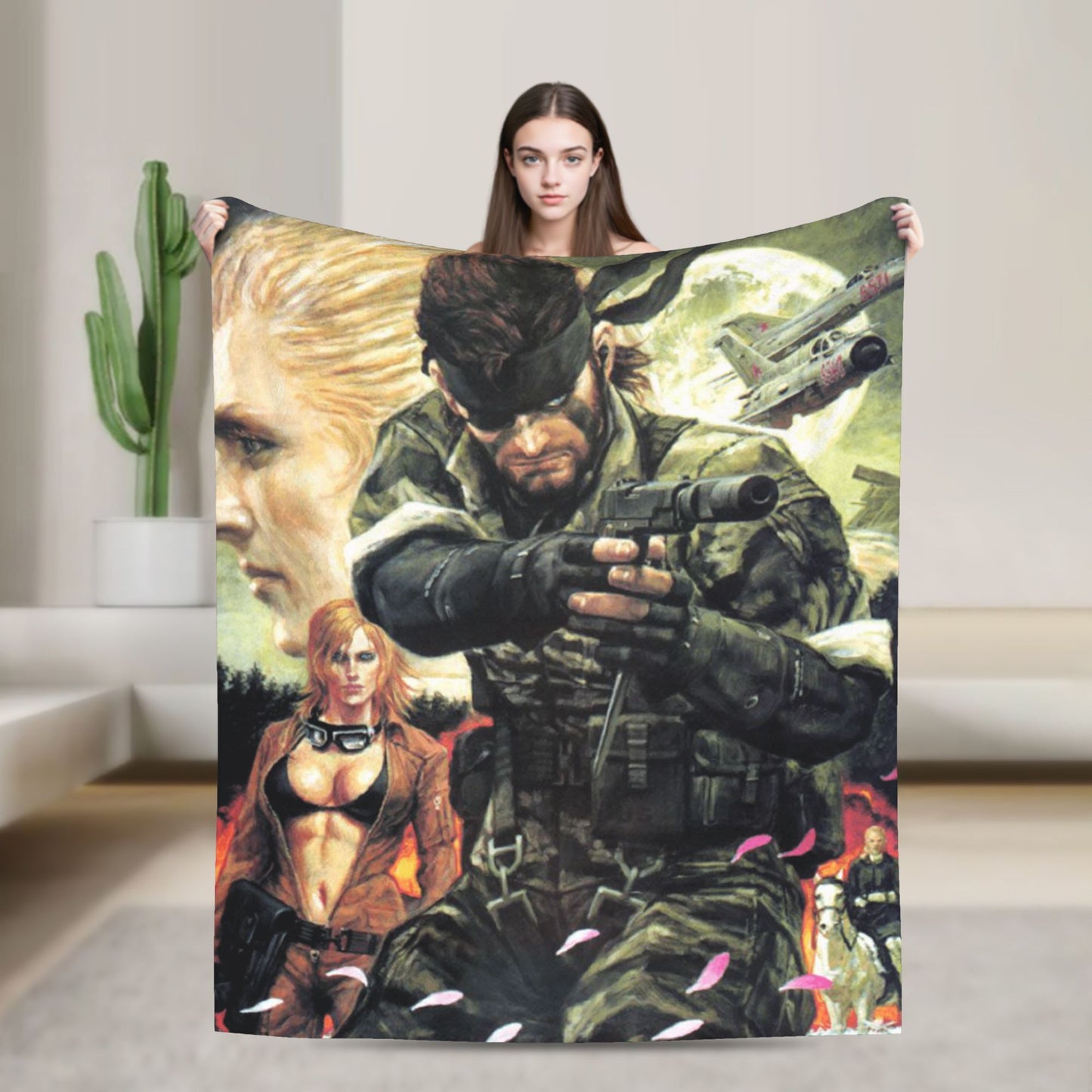 Cobertor Super Macio Infantil Jogo Decorativo Metal Gear Solid Cobertor de Flannel para Cama Sofá Cadeira Macio