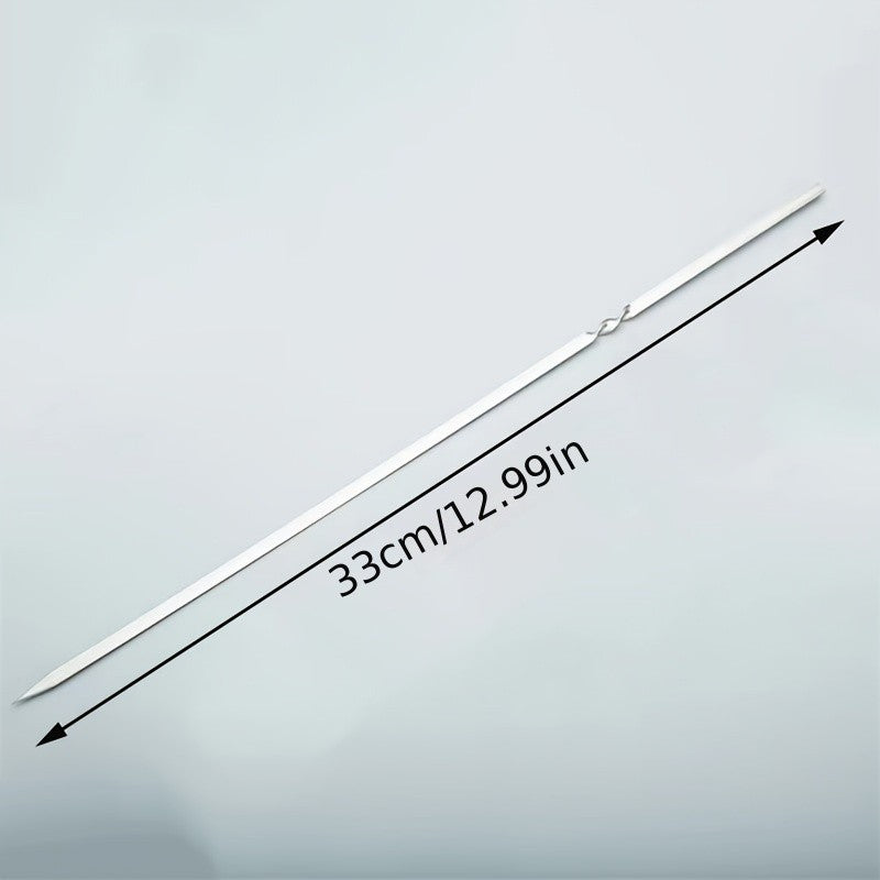 10Pcs Stainless Steel Barbecue Skewer Reusable BBQ Skewers Kebab Iron Stick For Outdoor Camping Picnic Tools Cooking Tools