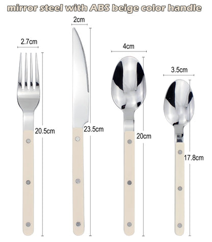 Conjuntos de Talheres de Design Moderno Espelhamento Superior Aço Inoxidável 18/8(304) Cabo ABS com Rebites Jogo de Talheres para Cozinha