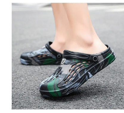 Men's Summer Camouflage Graffiti Sandals Garden Clogs Shoes Men Outdoor Beach Anti-skid Slippers Indoor Home Shoe big size 45-49