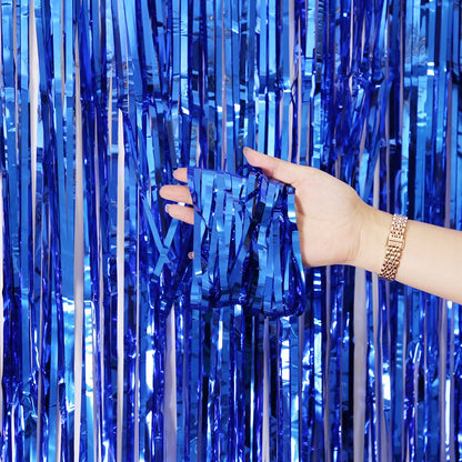 Metallic Tinsel Foil Fringe Curtains Photo Backdrop Glitter Streamers Foil Fringe Backdrop Curtain for Xmas Wedding Background