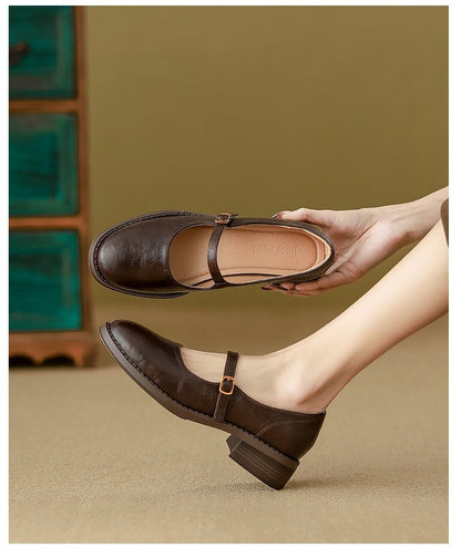 Mary Janes Women's Shoes Round Toe Flats Spring and Autumn New Fashion Buckle Strap Shallow Mouth Low Heels Loafers Women Flats