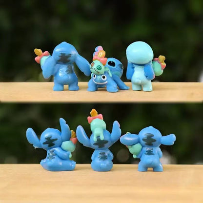 6 Peças Lilo & Stitch Desenho Animado Modelo de Boneco Coleção Anime Enfeite de Mesa Decoração de Bolo de Aniversário Brinquedos Infantis Presentes
