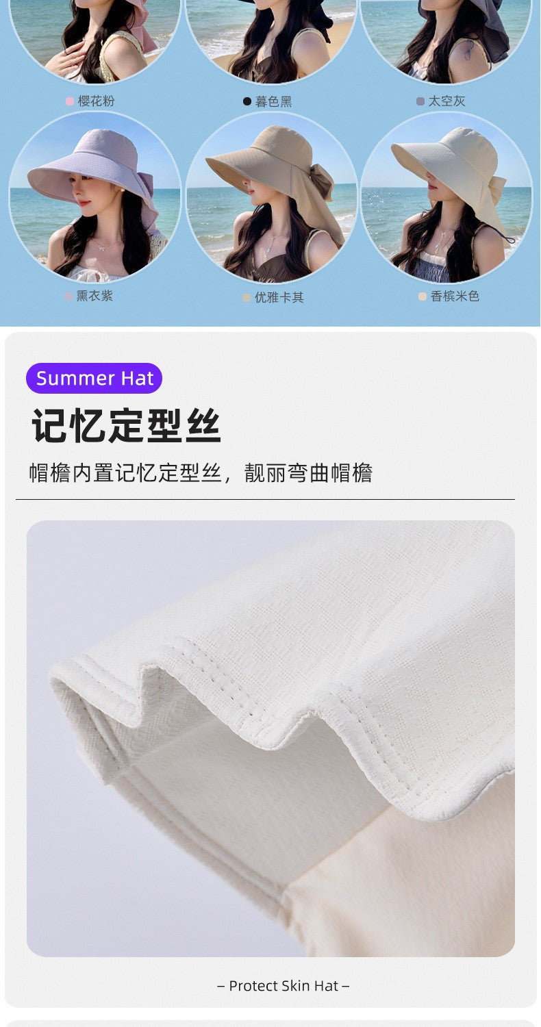 summer sun hat female sunscreen UV face protection neck protection outdoor cycling mountaineering beach large brim hat