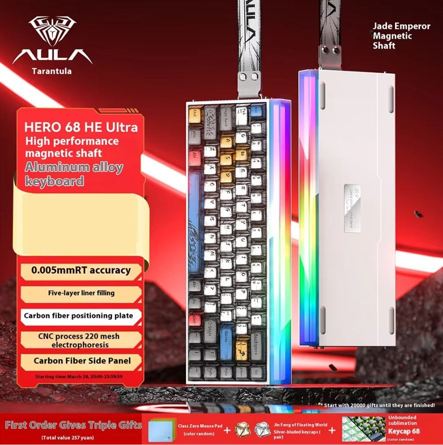 AULA Hero 68HE Magnetic Keyboard RGB Light Wired Hot Swap Esports 8K Gaming Hero68 Mechanical Keyboard Low delay PC Accessories