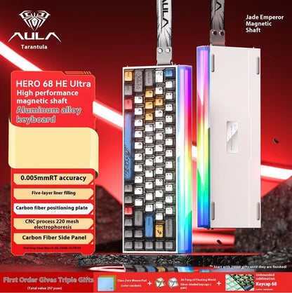 AULA Hero 68HE Magnetic Keyboard RGB Light Wired Hot Swap Esports 8K Gaming Hero68 Mechanical Keyboard Low delay PC Accessories