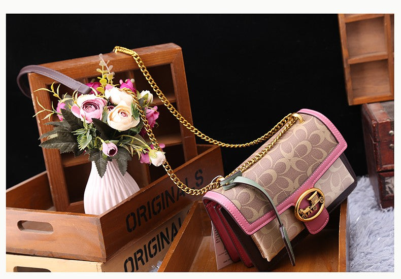 Light luxury women's bag 2025 new high-end color contrast single shoulder underarm bag designer fashionable crossbody small squa