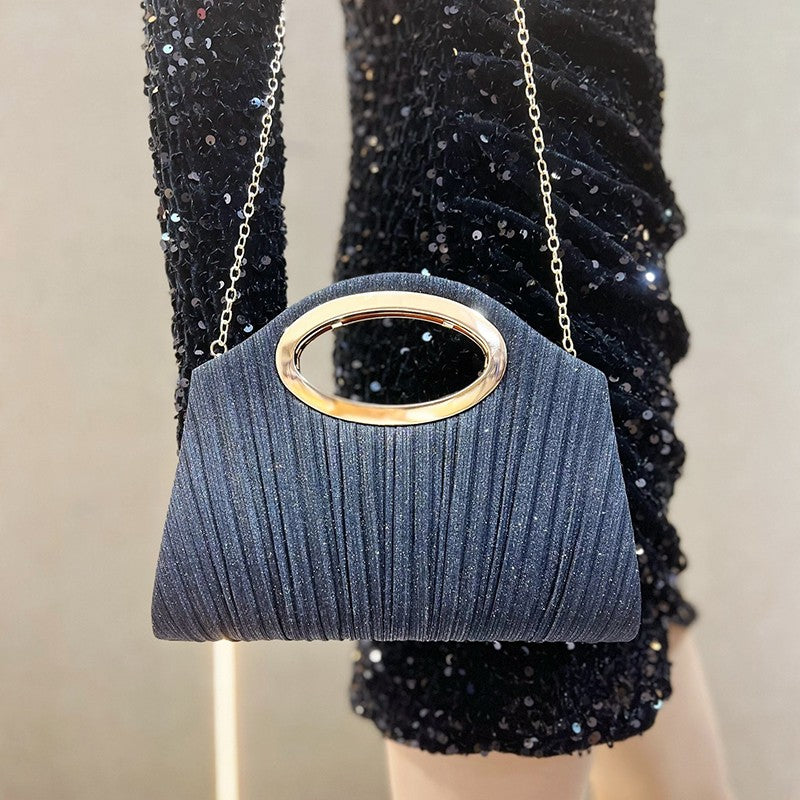Evening Bag Ladies Pleated Party Lightweight Clutches for women solid silver black champagne handbags