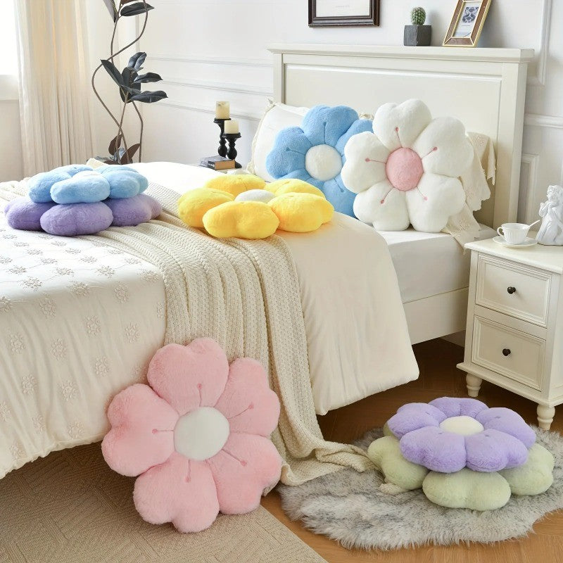 Flower Plush Throw Pillow Cute Daisy Stuffed Cushion Kawaii Sleeping Pillow Soft Office Chair Back Cushion Pet Mat Home Decor