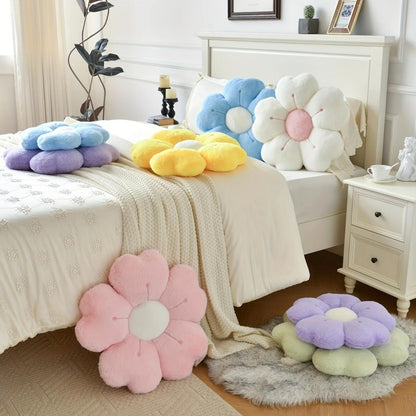 Flower Plush Throw Pillow Cute Daisy Stuffed Cushion Kawaii Sleeping Pillow Soft Office Chair Back Cushion Pet Mat Home Decor