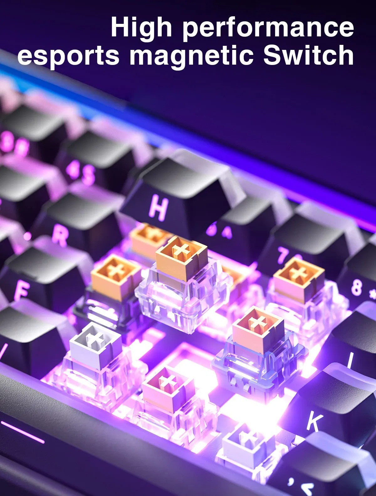 Teclado Mecânico para Jogos RGB com Switches Magnéticos AULA HERO 68HE Teclado para eSports com Acionamento Rápido e Retorno de 8K com Fio Personalizado