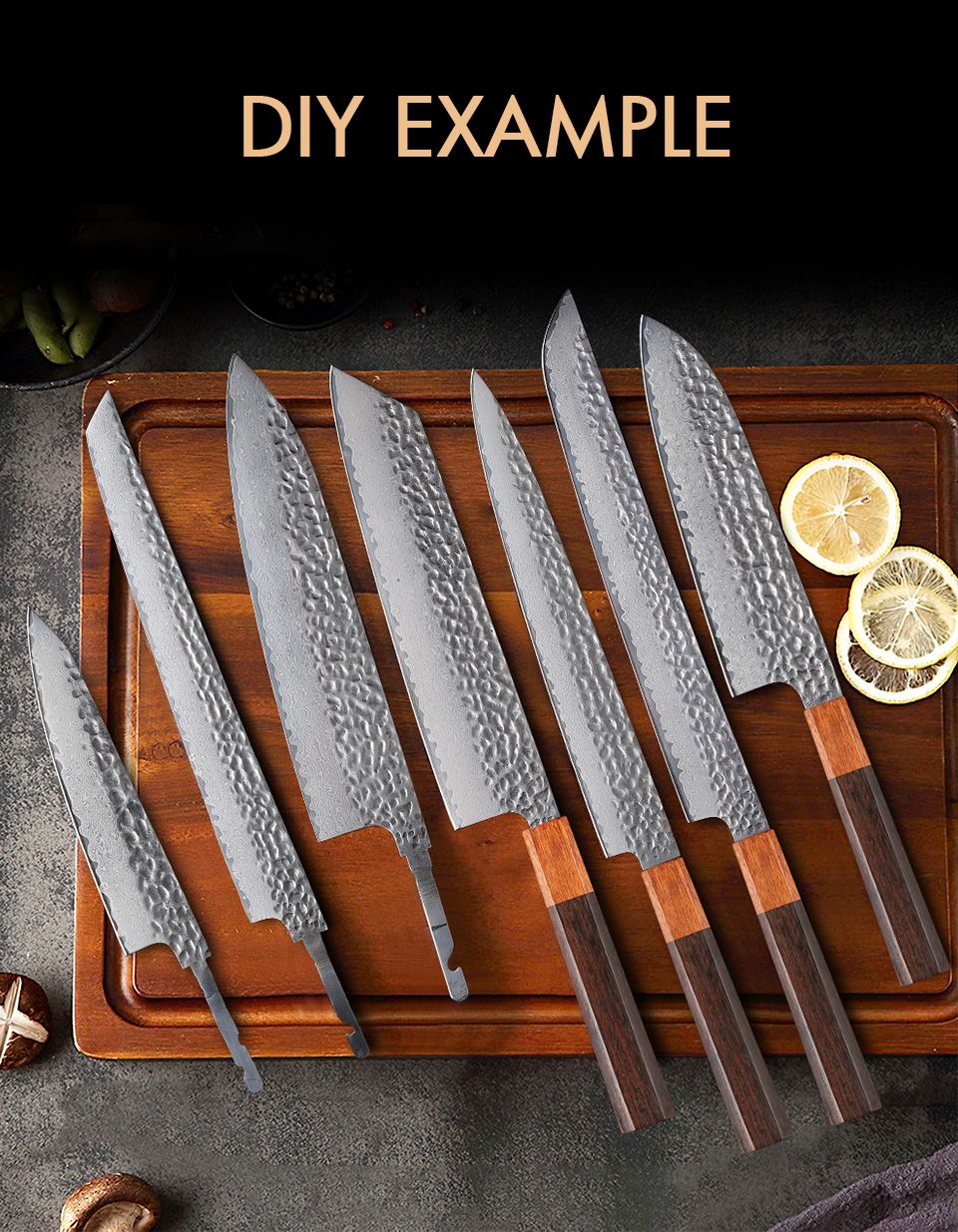 TURWHO Lâmina Crua de Faca de Chef Japonesa Aço Damasco Forjado à Mão DIY VG10 Kit de Facas de Cozinha Ferramentas para Fazer Facas Sem Cabo