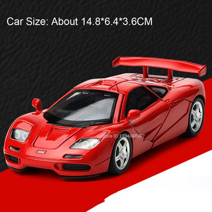 1:32 720S F1 Modelo Miniatura Carros Esportivos Liga Fundida Ornamento Supercarros Som Luz Portas Abertas Puxar Para Trás Presentes Infantis