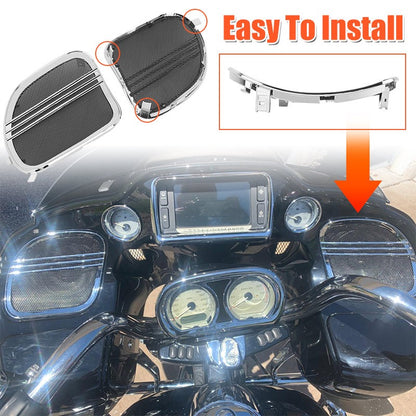 Grelhas da Tampa do Alto-Falante da Motocicleta Malha de Acabamento Tri-Line Preta Para Harley Touring Road Glide Limited FLTRK Special FLTRXS 2015-UP