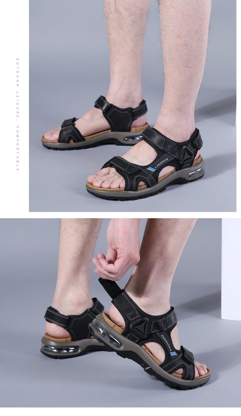 Fashion Men's Sandals Summer Soft Beach Flip Flop Comfortable Genuine Leather Sandals Outdoor Men Roman Sandals Size 46