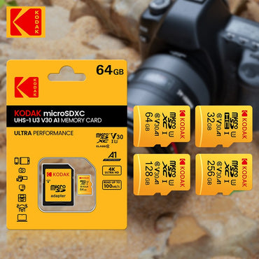 KODAK Original Micro SD 32GB 64GB128GB 256GB Memori Memory Card C10 TF MicroSD Cards U3 4K For Phone Drone Camera Gift