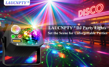 Dj Party Disco Ball Lights with Pattern and Sound Activated LED Stage Strobe Light Christmas Rave/Home Karaoke/Dance/Club Bar