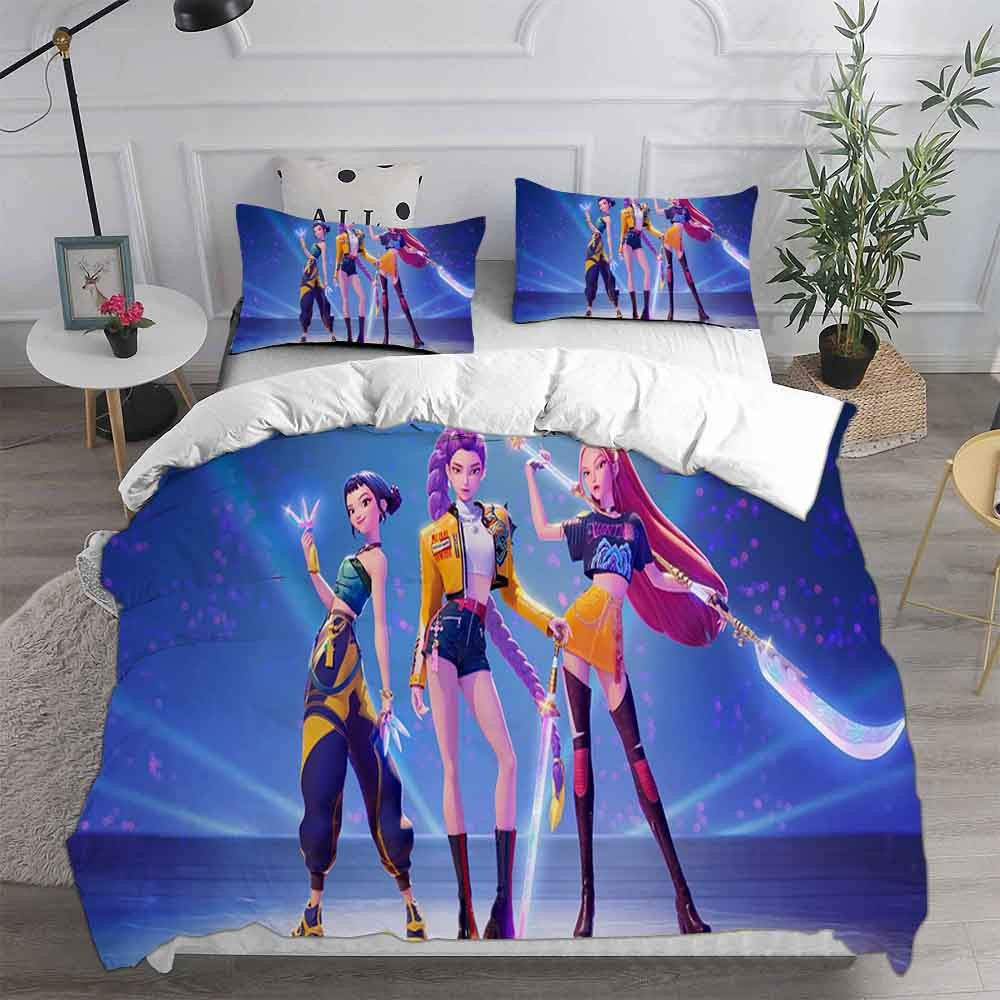 Bedding Set K-POP D-Demon H-Hunters 3D Printed Duvet Cover Set Soft Single Double Queen Size Bed For Birthday Gift For Girls