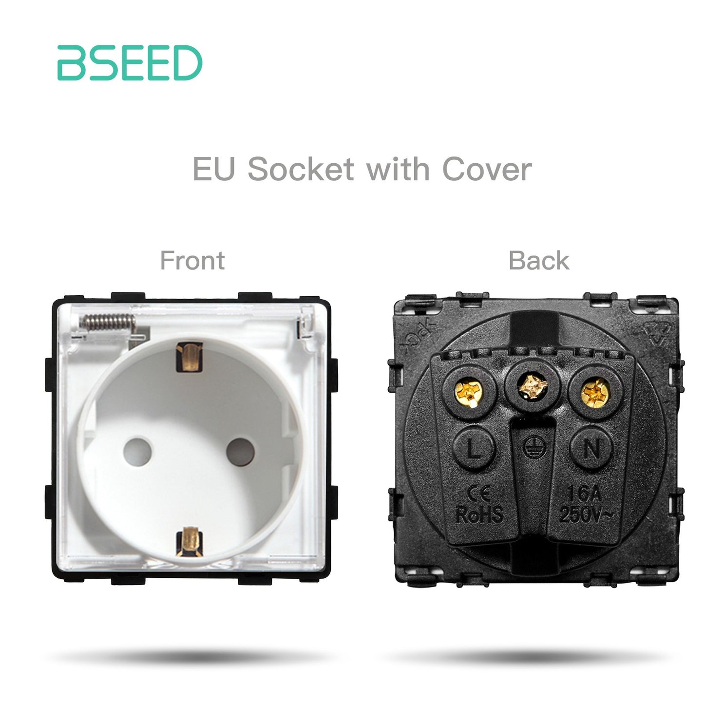 BSEED EU Standard Wall Socket with USB RJ45 TV Satellite Plug Glass Panel DIY Free Combination Function Part for Home Automation