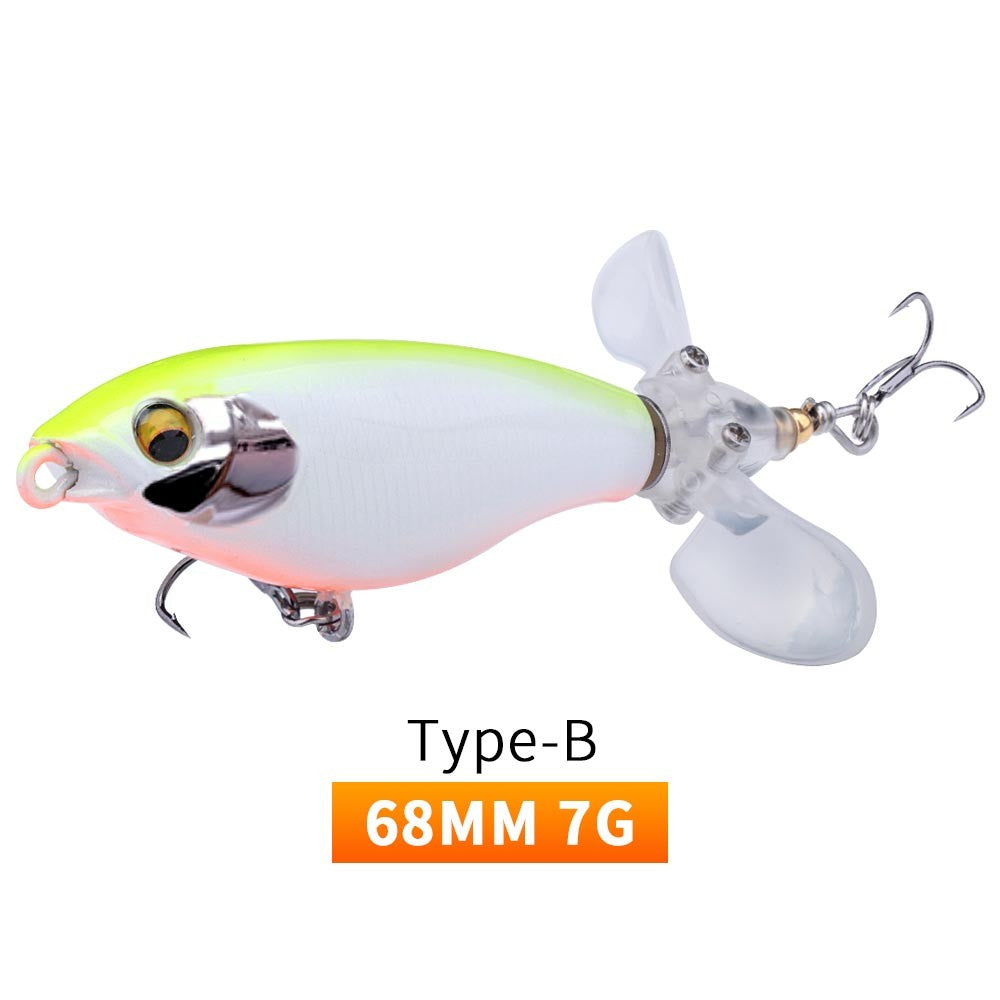 Iscas de Pesca TREHOOK 9g/16g de Superfície Whopper Popper Cauda de Hélice Dupla Giratória Isca Artificial Flutuante