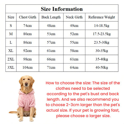 Roupas de Inverno para Cães, Moletom Quente de Lã para Cães de Porte Médio e Grande, Casaco Macio de Pelúcia para Cães, Roupas para Labrador Golden Retriever