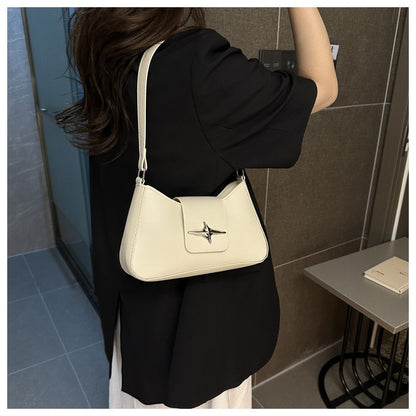 Silver Shoulder Bags for Women 2024 Classic Y2K Small Purse Glossy PU Leather Luxury Brand Female Underarm Handbags Daily Bag