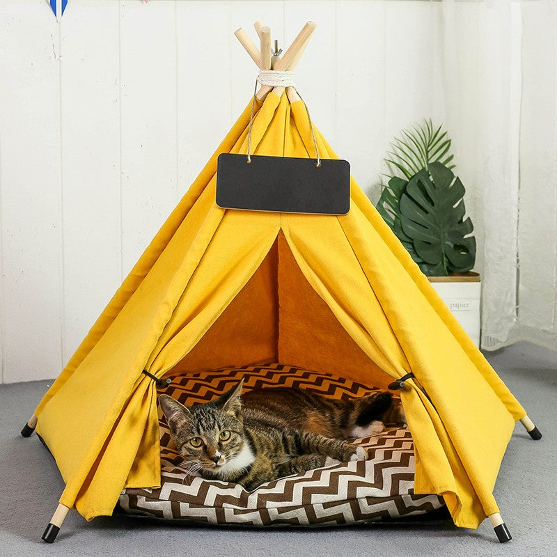 Tenda Tipi para Cães e Gatos com Almofada Grossa Casas Portáteis para Filhotes Gatos Cães Coelhos Até 15kg/33lbs