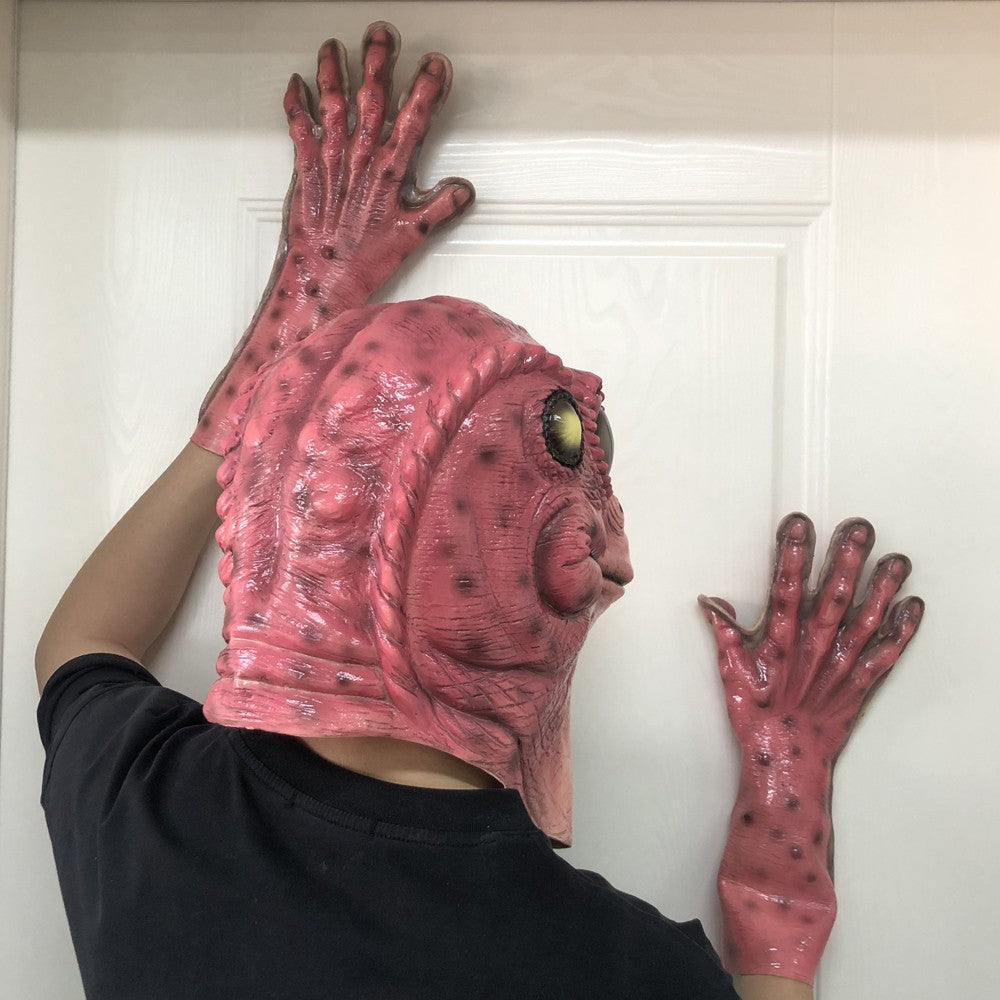 Funny Animal Frog lizard Latex Mask Gloves Cosplay Reptile Alien Latex Helmet Halloween Carnival Party Costume Props Gifts