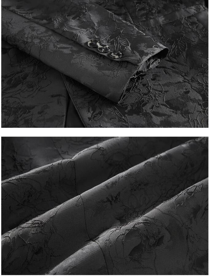 Classic Black Jacquard Suit Male Business Casual Coat Size 6XL-S Fashion Men Wedding Party Tuxedo Dress Blazers Slim Fit Tops