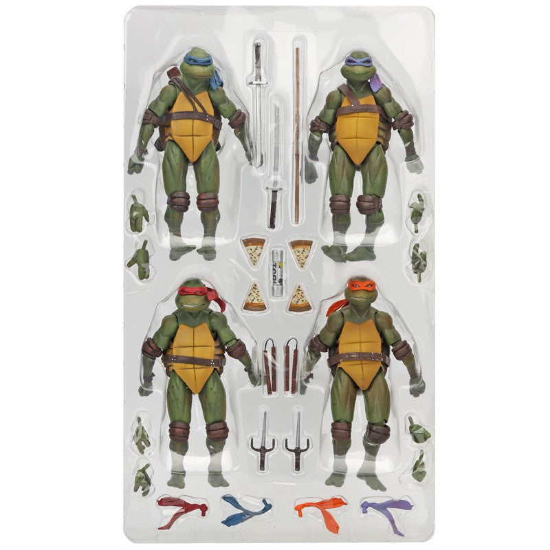 NECA 4 peças Boneco de Ação Tartarugas Ninja TMNT Edição Móvel Filmes Modelo Tartaruga Ninja Anime Infantil Para Presente de Boneca Brinquedo