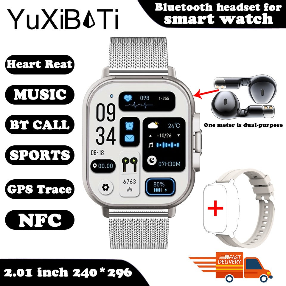 Smartwatch TWS 2 em 1 com fones de ouvido Relógio esportivo fone de ouvido Bluetooth Relógio de chamada Monitor de saúde masculino NFC Smartwatch feminino Fone de ouvido