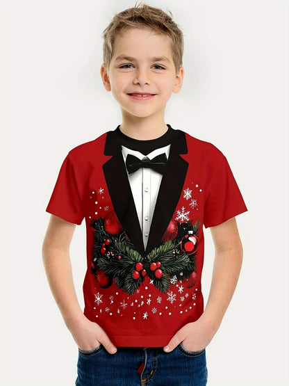 Children's Christmas T-Shirt 3D Print Funny Tops Festival Short Sleeve Baby Clothes 2-10y Christmas Gift for Boys Girls Clothing