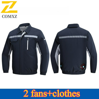 Summer Cooling Jacket Men's Hooded Fan Jacket Heat Resistant Fan Air Conditioner Clothes Breathable Outdoor Fishing Fan Workwear