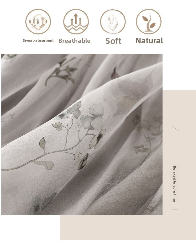 Retro Cotton Linen Double Layer High Waist Printed Skirt A-Line Summer Faionable Drifting Large Size Women's Skirts