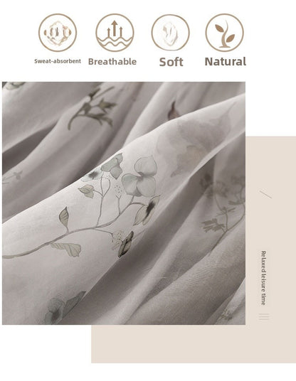 Retro Cotton Linen Double Layer High Waist Printed Skirt A-Line Summer Faionable Drifting Large Size Women's Skirts