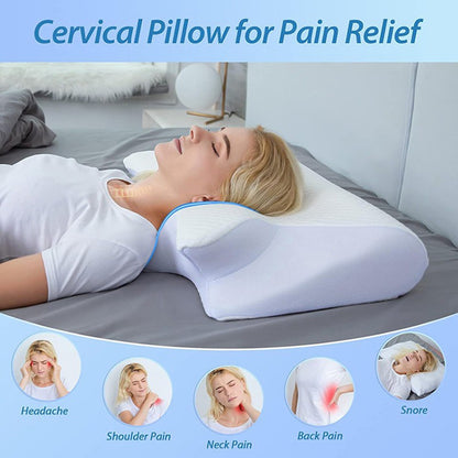 1pc Memory Foam Pillow 2 in 1 Ergonomic Contour Orthopedic Pillows for Sleeping?Cervical Orthopedic Pillow for Neck Pain