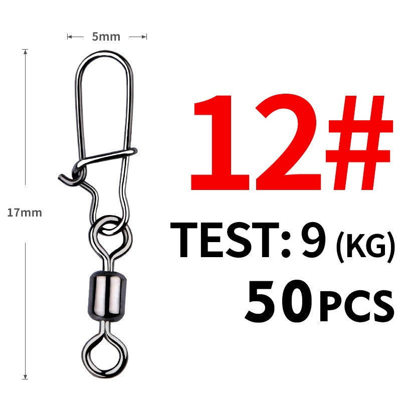 MEREDITH 50 PEÇAS Acessórios para Pesca de Lucio Conector Giratório de Rolamento Pino de Aço Inoxidável Snap Anzóis Isca Giradores Equipamento de Pesca