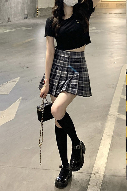 Plaid Half Length Skirt Women's A-line Short Skirt High Waist Girl Skirt Ropa Mujer Mini Skirts Clothes for Women