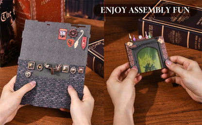 DIY Book Nook Kit 3D Wooden Puzzle Home Decoration DIY House Kit For Bookshelf Miniature Insert Magic Book House Stand Bookshelf