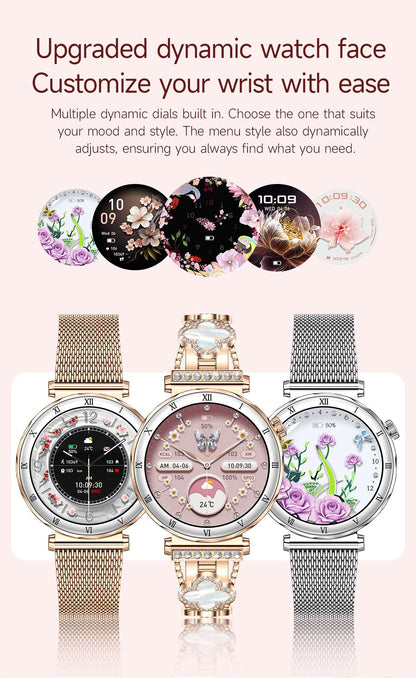 LIGE New Ultra Thin Smart Watch Women Screen Always Display Time Diamond Luxury Bracelet Voice Calling AMOLED Smartwatch Ladies