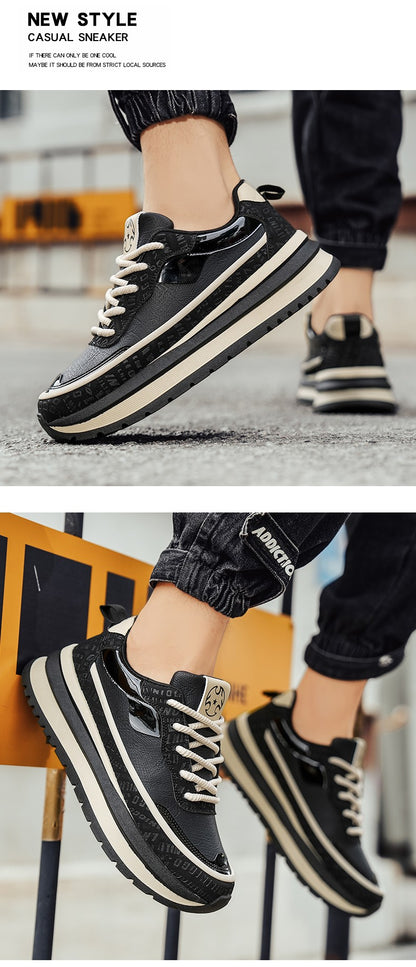 PARZIVAL Men Sneakers Casual Shoes Fashion Outdoor Sports Shoes Runner Tenis Trainer Leather Running Shoes Breathable Men Shoes