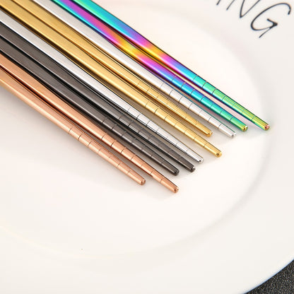 Pauzinhos Coloridos de Aço Inoxidável Portáteis Antiderrapantes Ecológicos Bastões de Comida Utensílios de Mesa de Cozinha