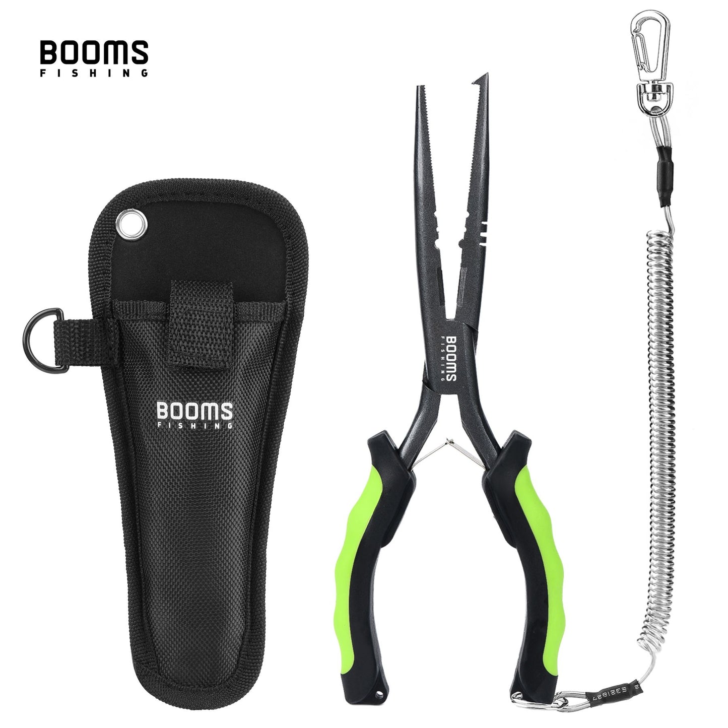 Alicate de Pesca Multifuncional Booms Fishing F03 23,5cm Bico Reto Longo Aço Inoxidável Cortador de Linha Tesoura Ferramenta
