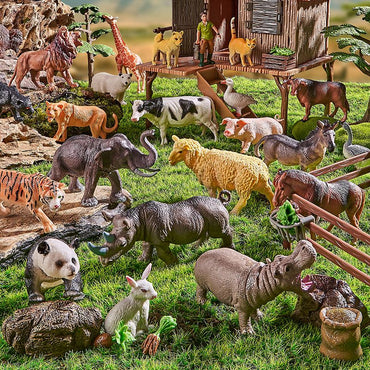 Montessori Toy Wild Farm Dinosaur Ocean Cat Animals Model Action Figure Zoo Figurines Cute Miniature Education Game for Kid Gift
